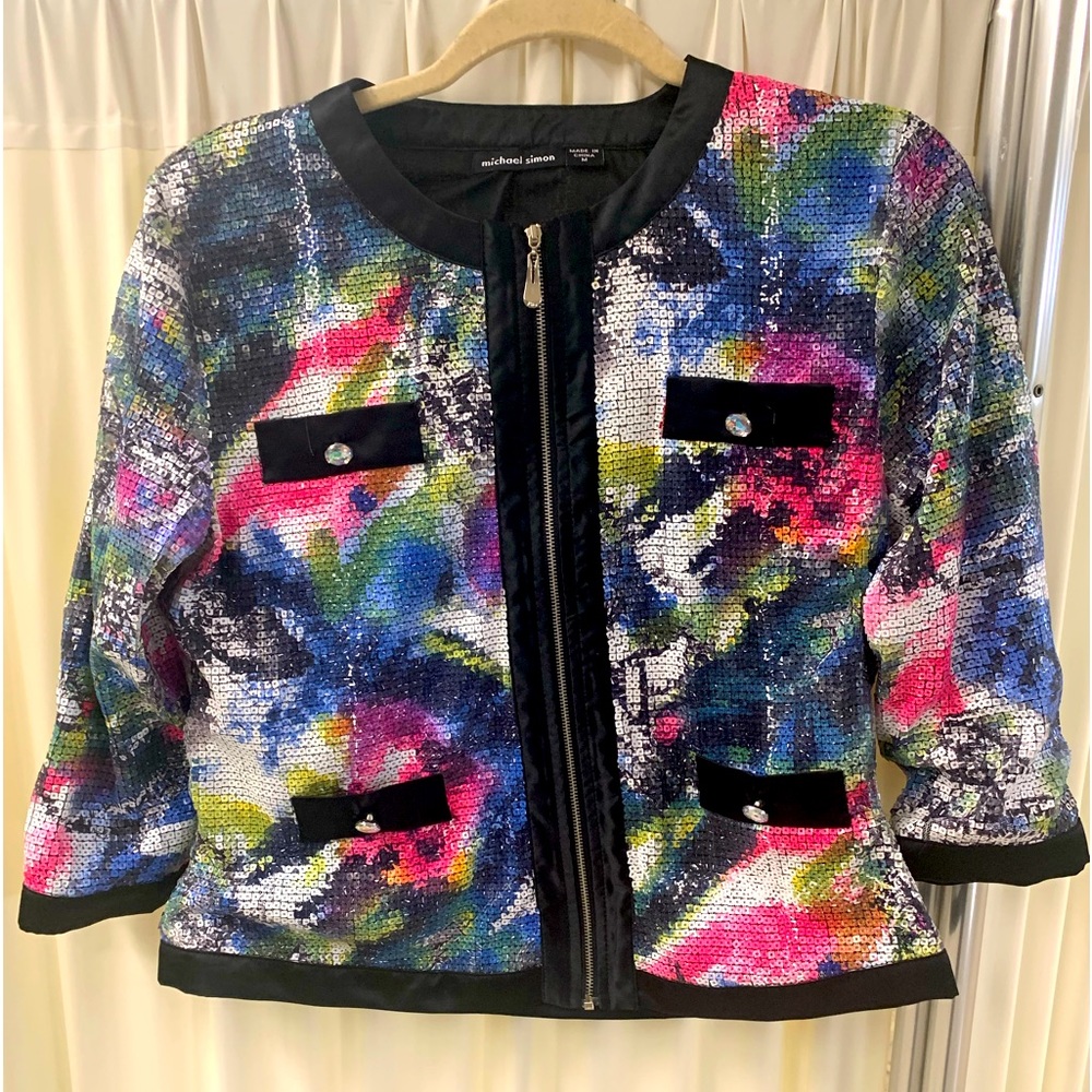 Excellent Condition MICHAEL SIMON Multicolored Sequin Blazer MEDIUM